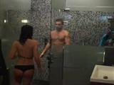Couple in reality show fuck under the running water